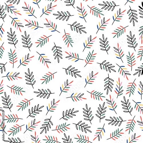 Seamless vector pattern. Pattern of colored twigs.