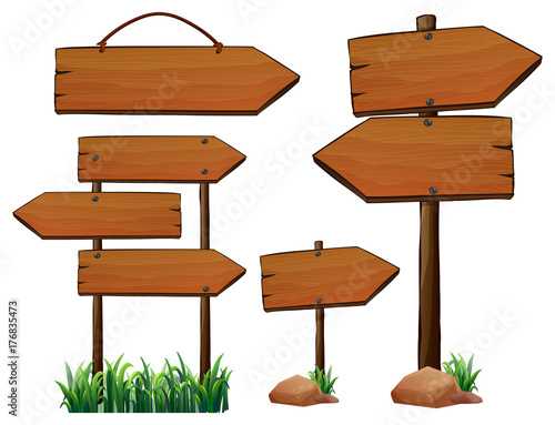 Different design of wooden signs