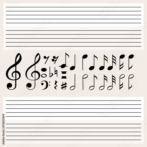 Music notes and blank scales