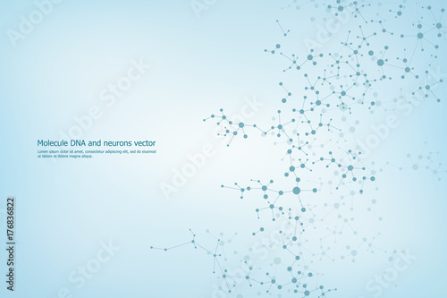 Abstract molecule background, genetic and chemical compounds, medical, technology or scientific concept vector illustration