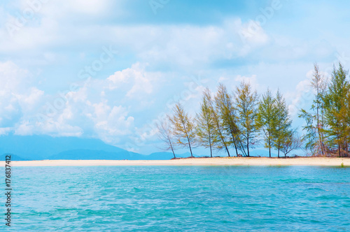 White sand beach and blue sea in Thailand