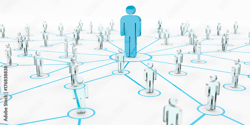Leader connecting a group of people 3D rendering Leader connecting a group of people 3D rendering