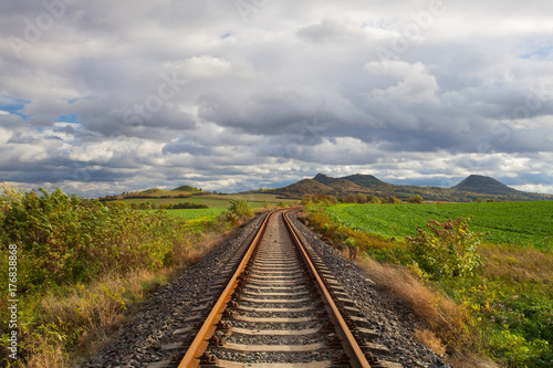 Single railway track in Rana, Czech Republic