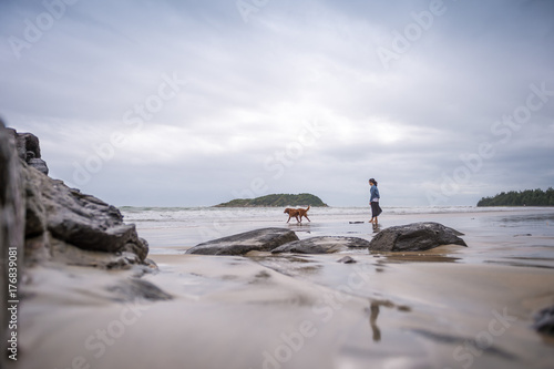 Woman and Dog Beach