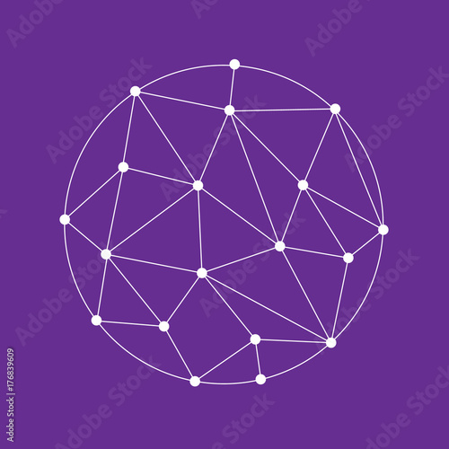icon complex polygon. Wireframe 3D mesh polygonal vector sphere