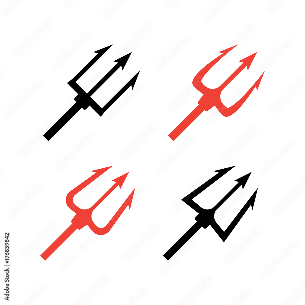 trident devil flat. Neptune red vector trident trident devil flat. Neptune red vector trident