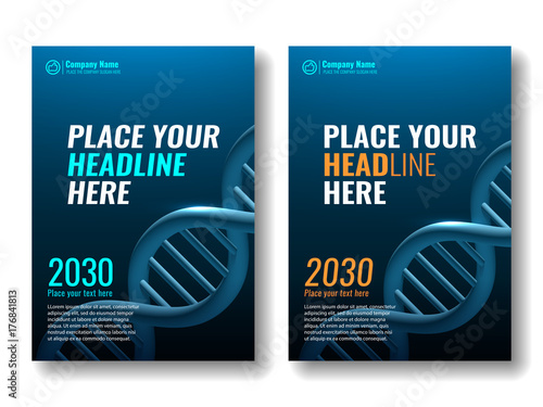 Cover design template. DNA spiral.