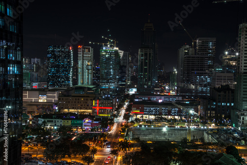 A view of the night city of Manila  Philippines.