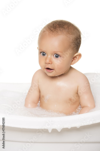 Cute baby bath