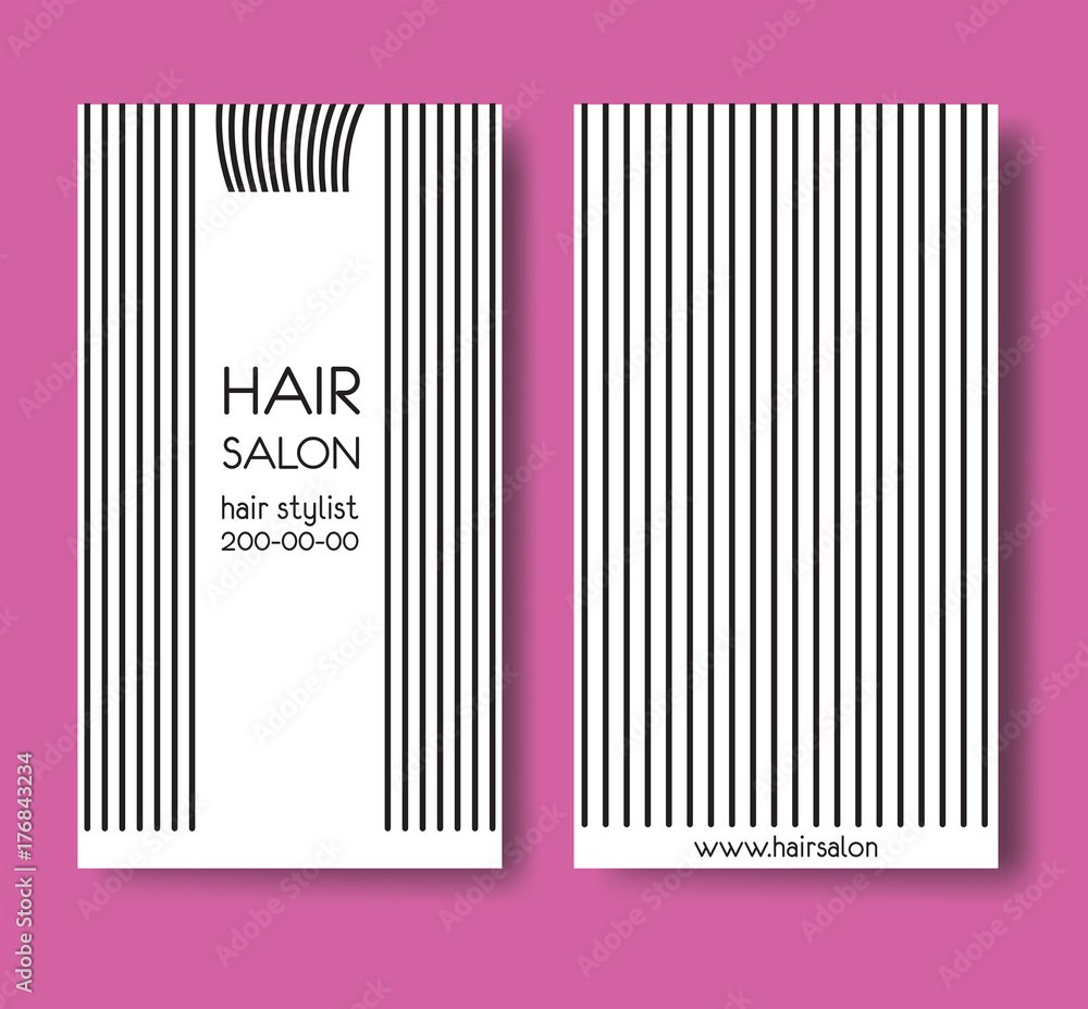 Template design card with long straight hair and forelock Template design card with long straight hair and forelock