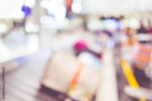 Blur background of airport carousel with baggage,Blurred bokeh light.