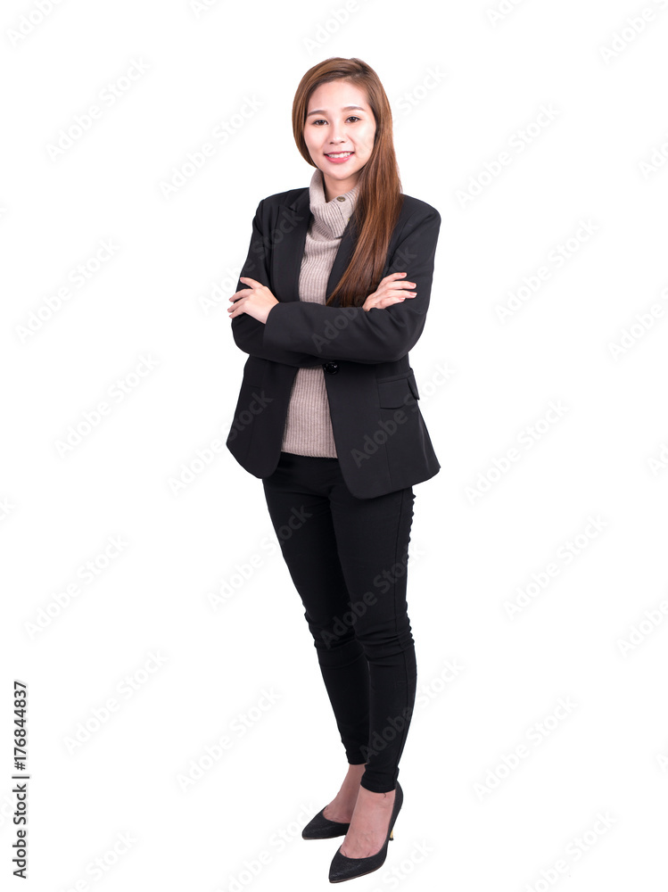 business, people and office concept - happy smiling Asian business woman - isolated over a white background business, people and office concept - happy smiling Asian business woman - isolated over a white background