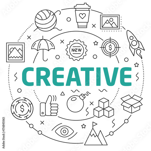 Creative Linear illustration slide for the presentation