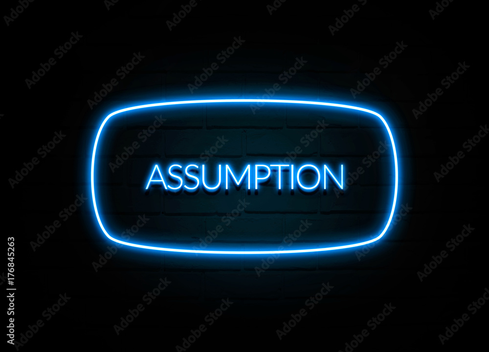 Assumption - colorful Neon Sign on brickwall Assumption - colorful Neon Sign on brickwall
