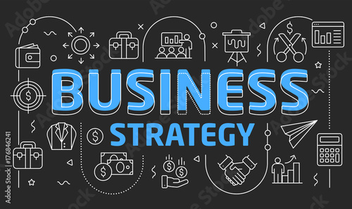 Linear illustration slide for the presentation business strategy