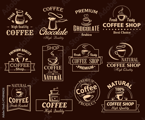 Coffee cup label set for cafe and shop design