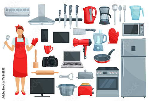 Home appliances, kitchenware, kitchen utencils set