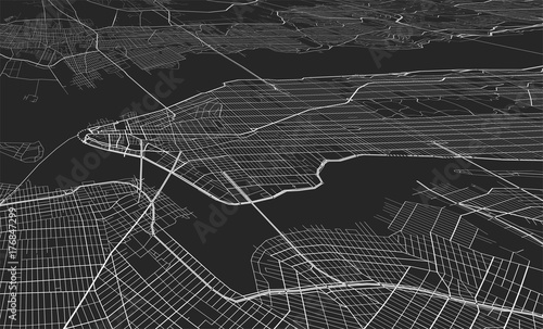Vector black map of New york photo