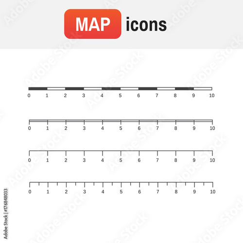 map vintage element. Map scales graphics for measuring distances