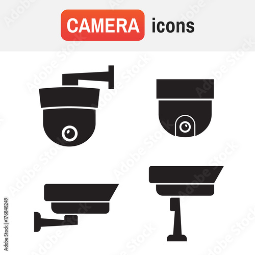 Video surveillance security cameras vector icons set