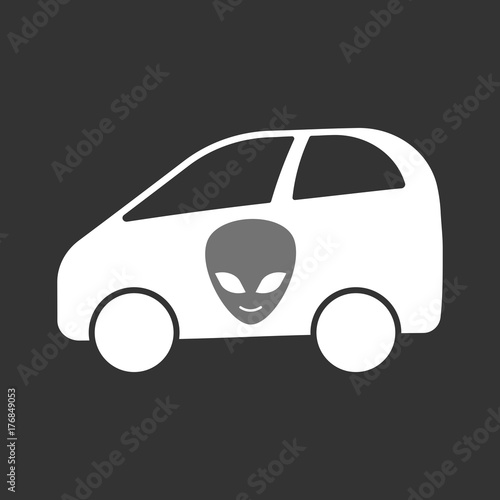 Isolated electric car with an alien face