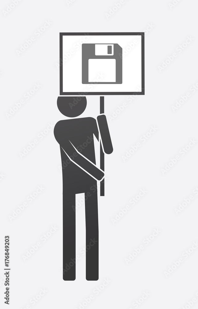 Isolated demonstrator with a floppy disk Isolated demonstrator with a floppy disk