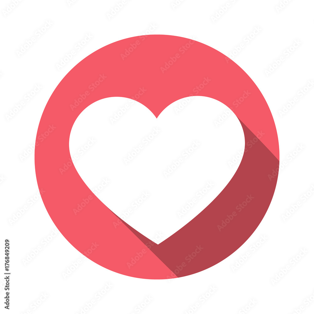 Heart icon circle logo with long shadow. Vector. Heart icon circle logo with long shadow. Vector.