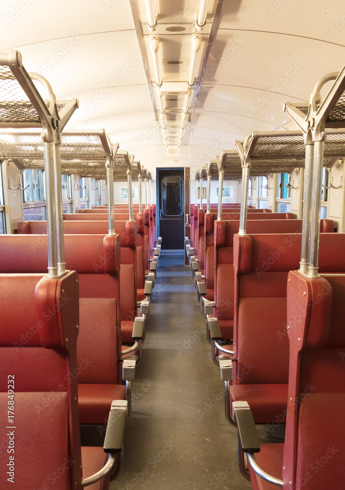 Emtpy interior of an old dutch train