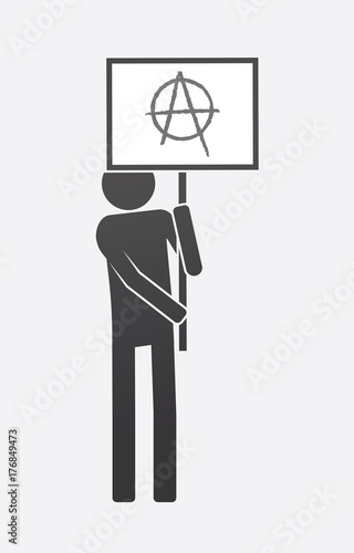 Isolated demonstrator with an anarchy sign