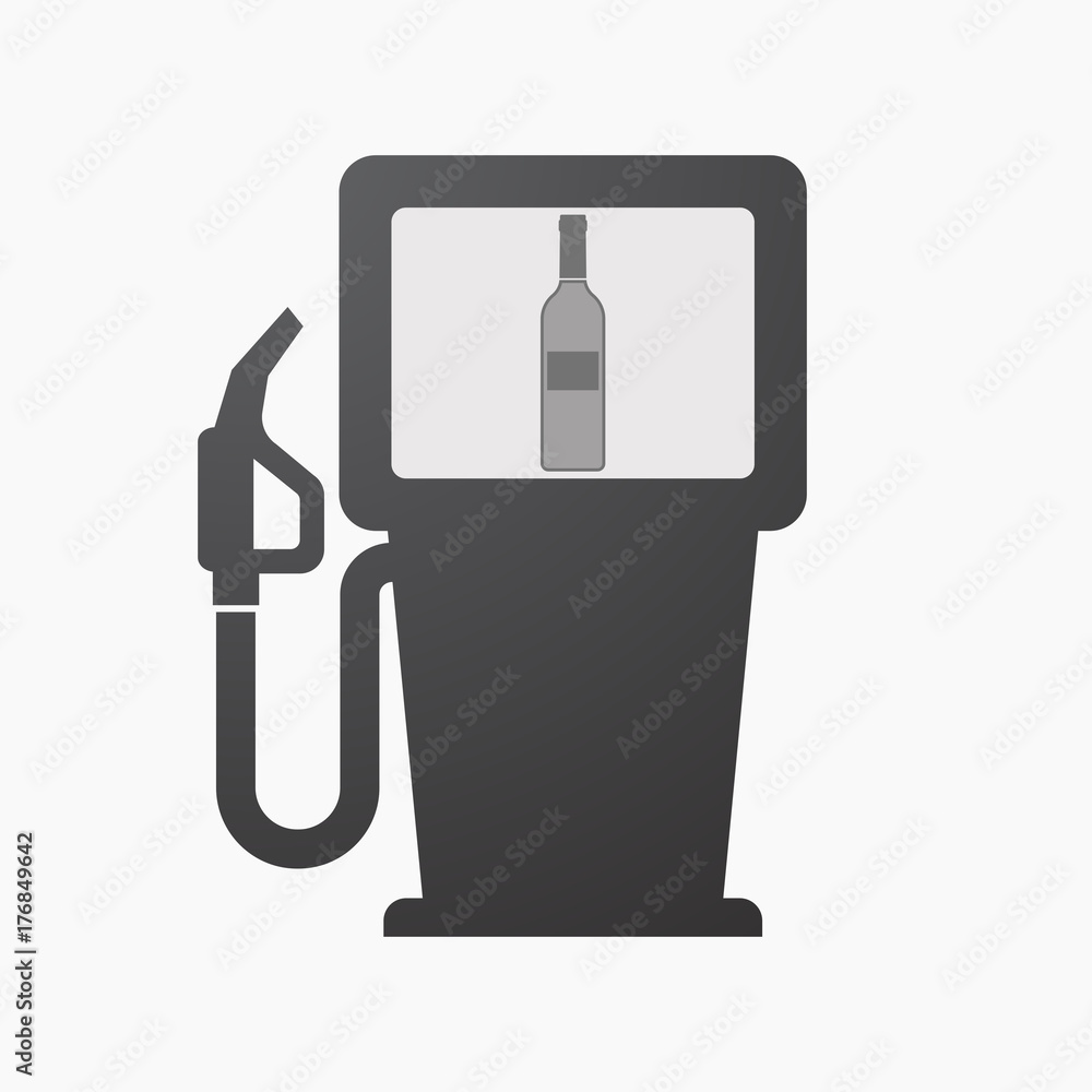 Isolated fuel pump with a bottle of wine Isolated fuel pump with a bottle of wine