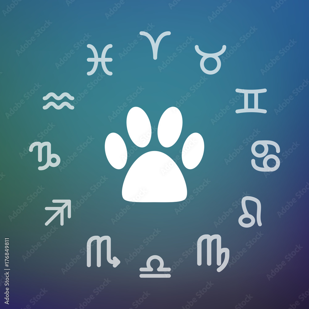 Horoscope circle with an animal footprint Horoscope circle with an animal footprint