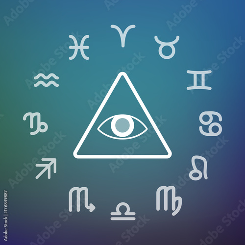 Horoscope circle with an all seeing eye