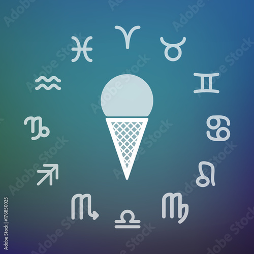 Horoscope circle with a cone ice cream