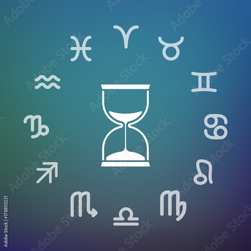 Horoscope circle with a sand clock