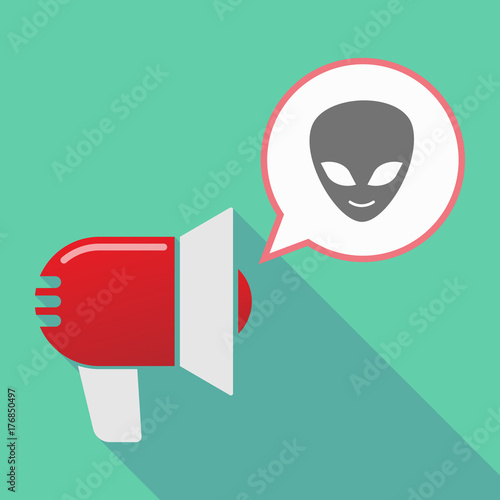 Long shadow  megaphone with an alien face