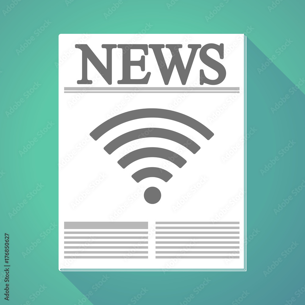 Long shadow  newspaper with a radio signal sign