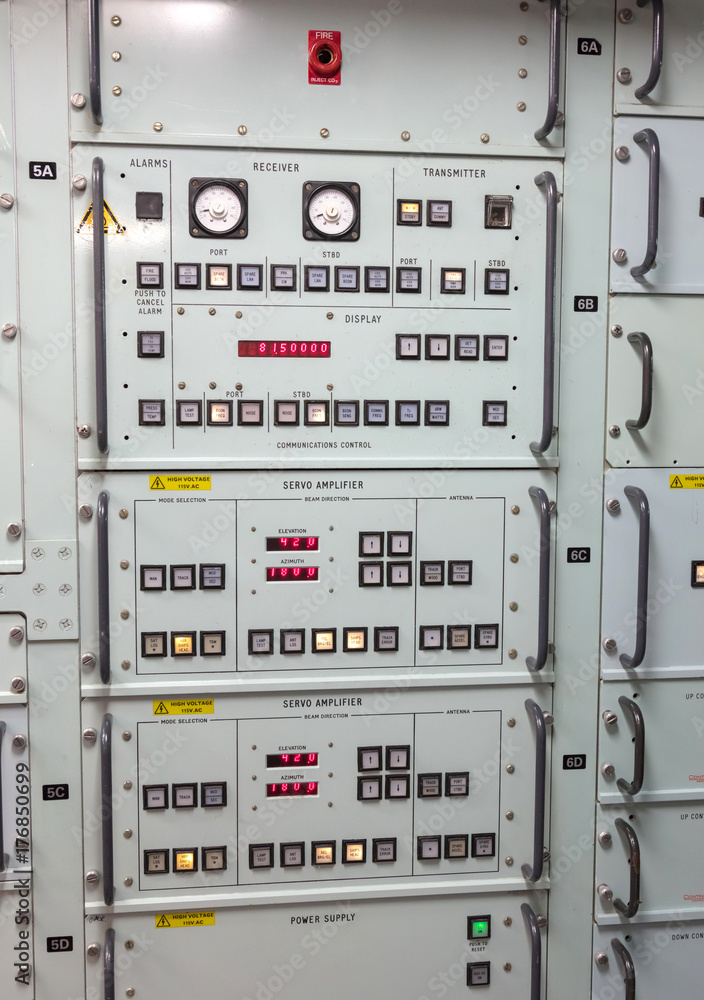 Button panel in an old navy vessel