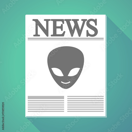 Long shadow  newspaper with an alien face