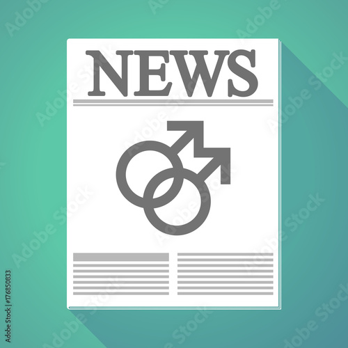 Tableau sur toile Long shadow  newspaper with a gay sign