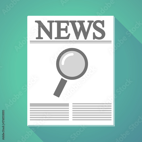 Long shadow  newspaper with a magnifier