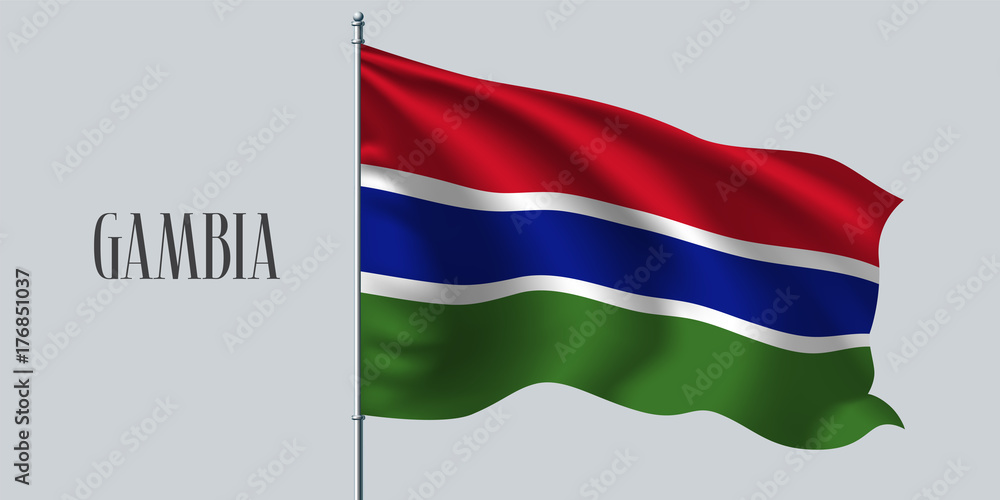 Gambia waving flag on flagpole vector illustration Gambia waving flag on flagpole vector illustration