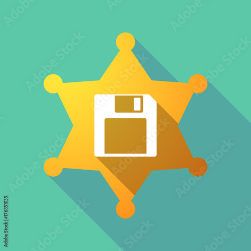 Long shadow sheriff star with a floppy disk