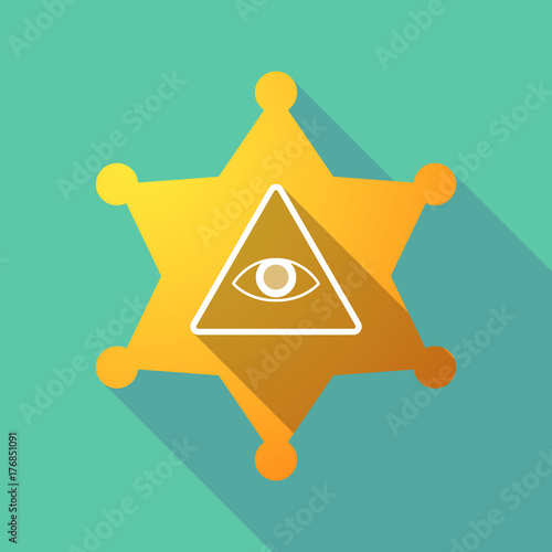 Long shadow sheriff star with an all seeing eye
