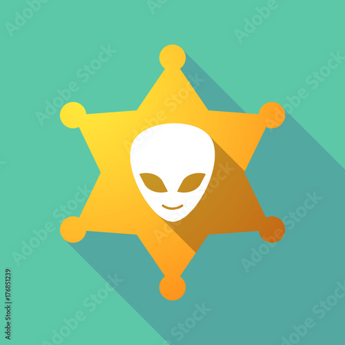 Long shadow sheriff star with an alien face