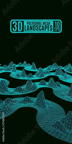 acidic artificial green mountains on black