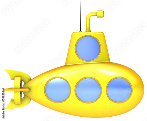 Canvas Print Yellow submarine isolated on white background.
