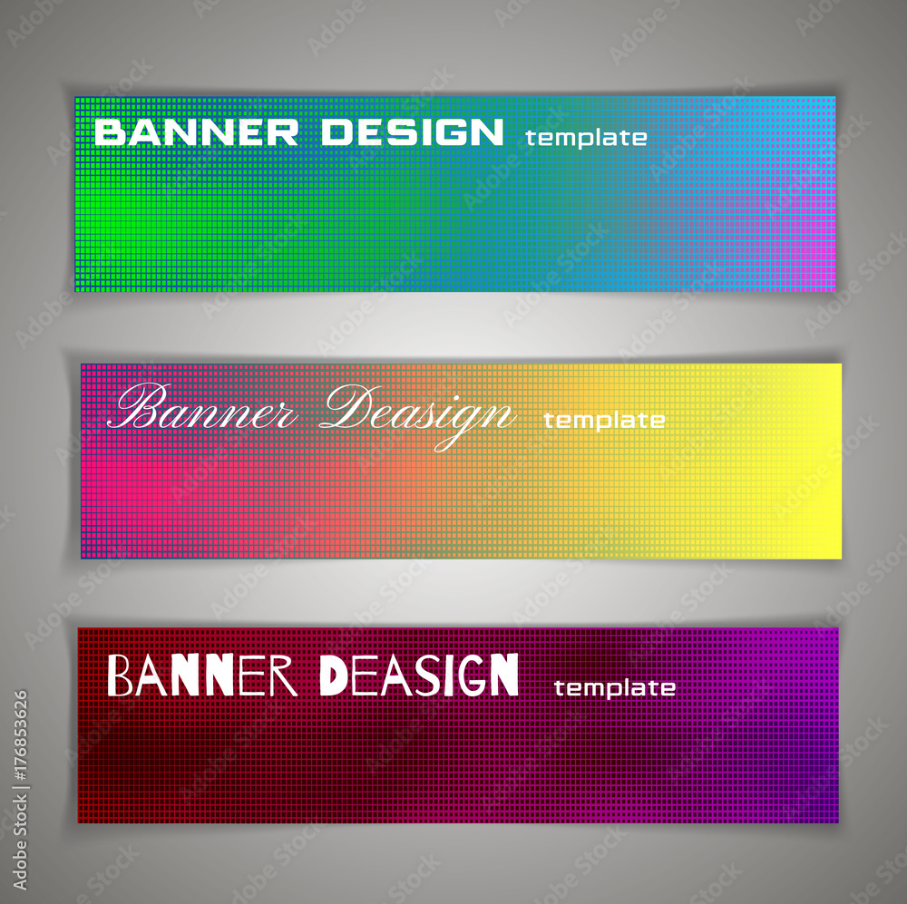 Colorful halfton abstract corporate business banner template, horizontal advertising business banner layout template design set, abstract cover header background website. Yellow, green, orange, autumn