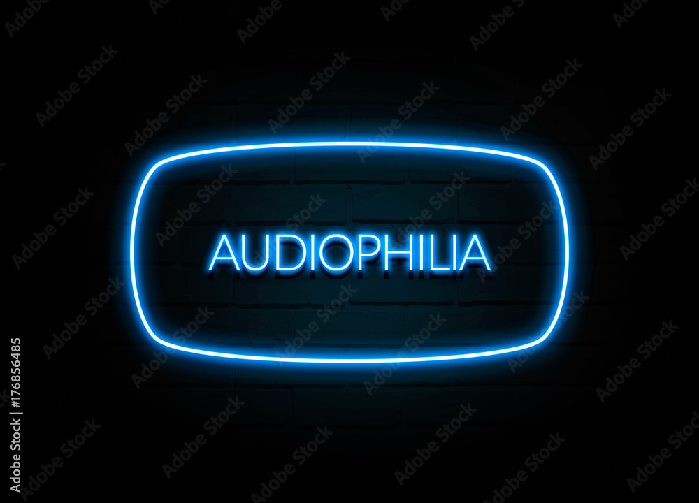 Audiophilia  - colorful Neon Sign on brickwall