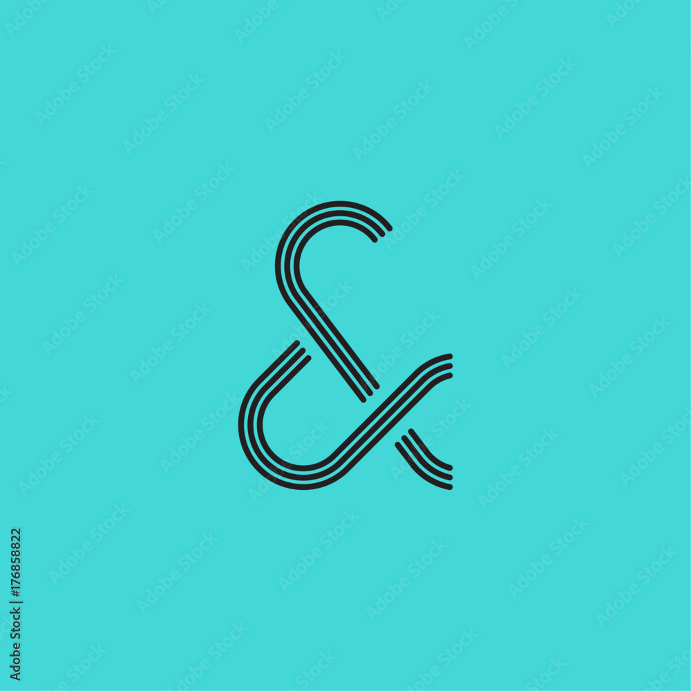 Obraz premium Ampersand logo, line design, vector illustration