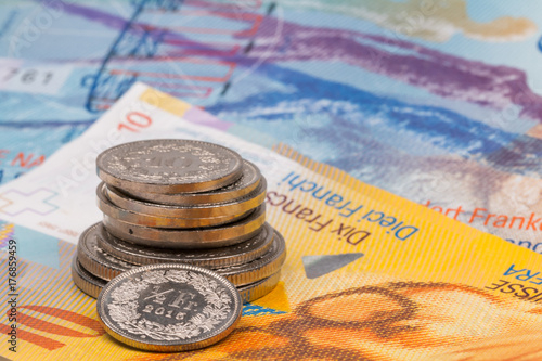 Close up picture of Swiss franc.